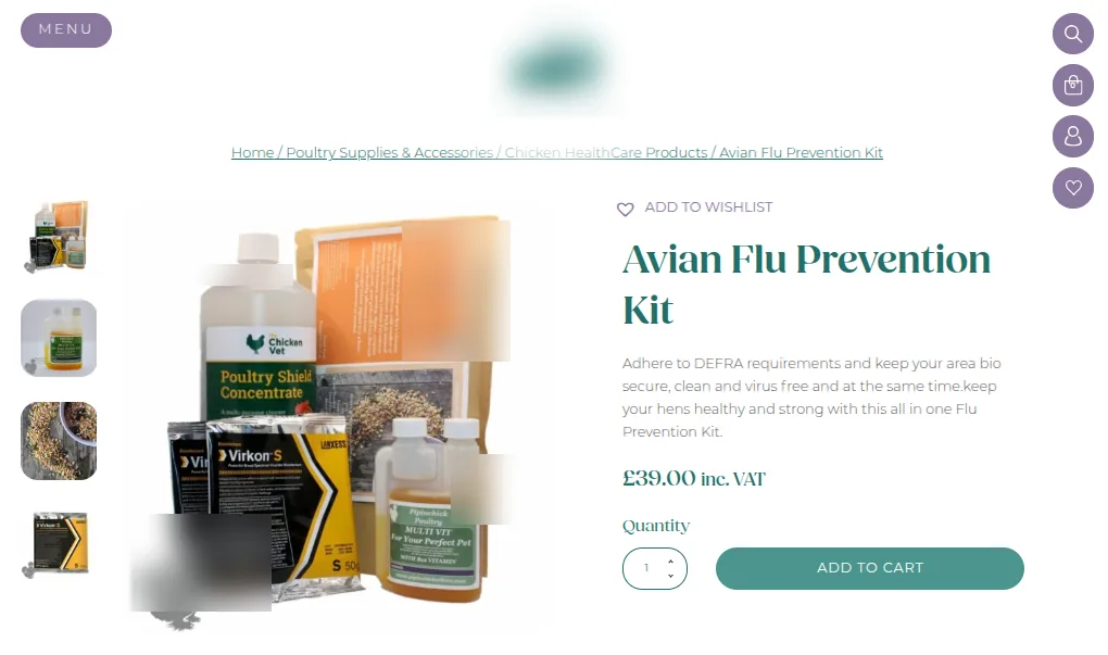 Avian flu prevention kit listed at £39