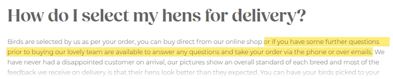 Supplier FAQ about how hens are selected for delivery